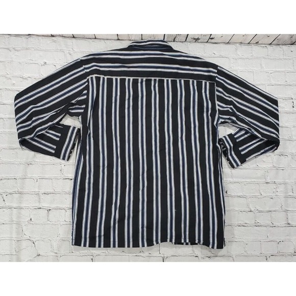 Sean John Black White Striped Button Up Collared Thick Shirt MENS SIZE LARGE - Picture 5 of 6